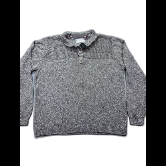 Flag‎ & Anthem Sweater Mens XXL Beige Knit Pullover 1/4 Button Long Sleeve - Picture 1 of 15